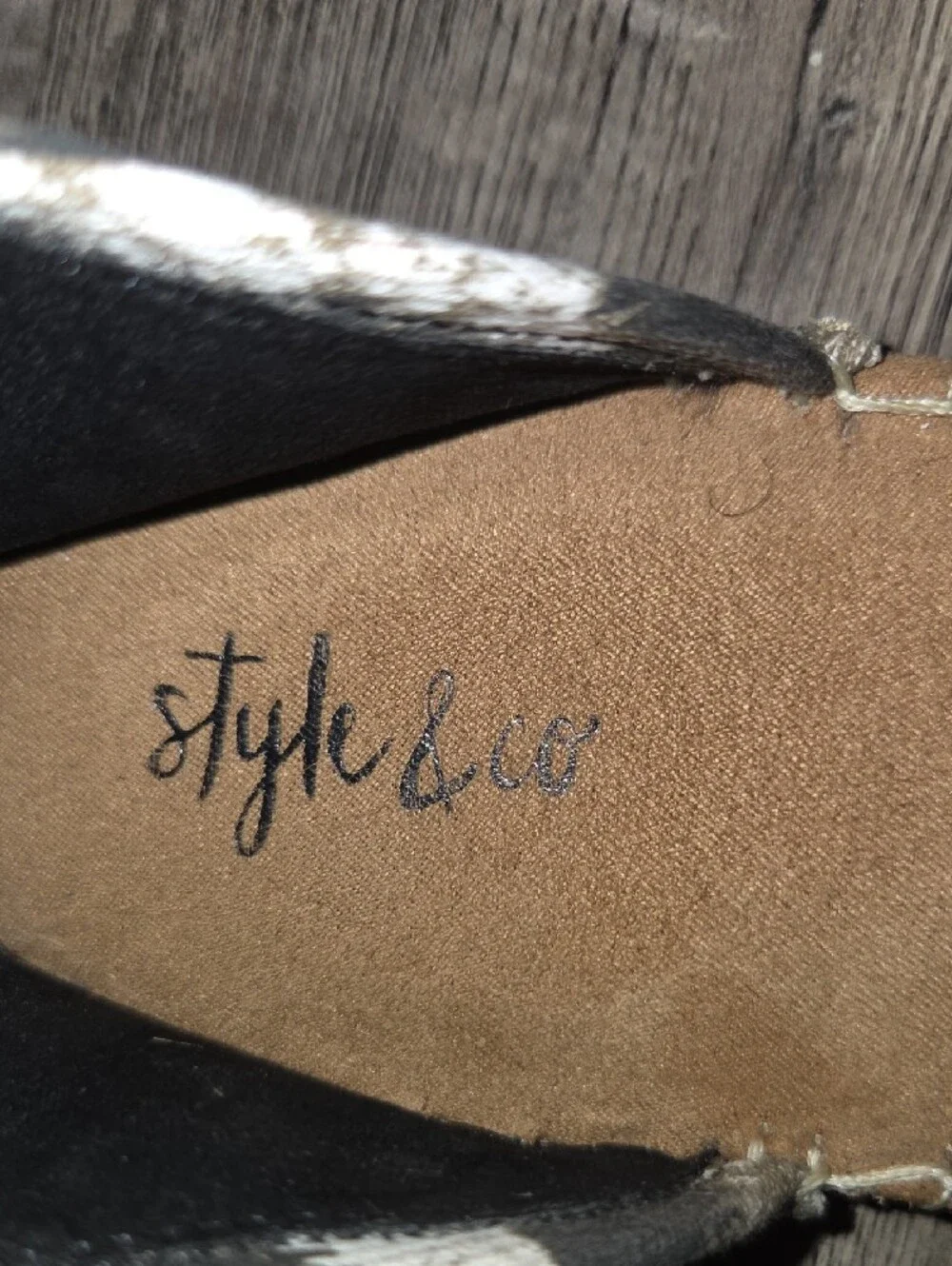 Style & Co. Black and White Leopard Espadrille Flats with Black Ankle Strap